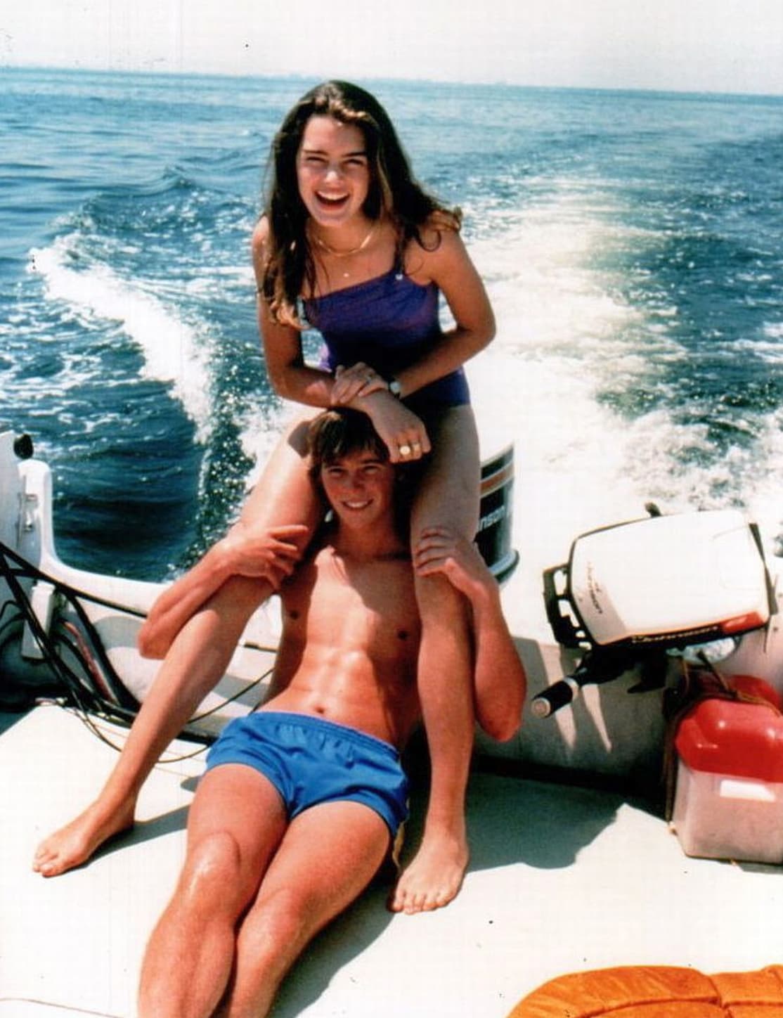 “Christopher Atkins with Brooke Shields when they were filming ‘The Blue Lagoon’ (1980).”